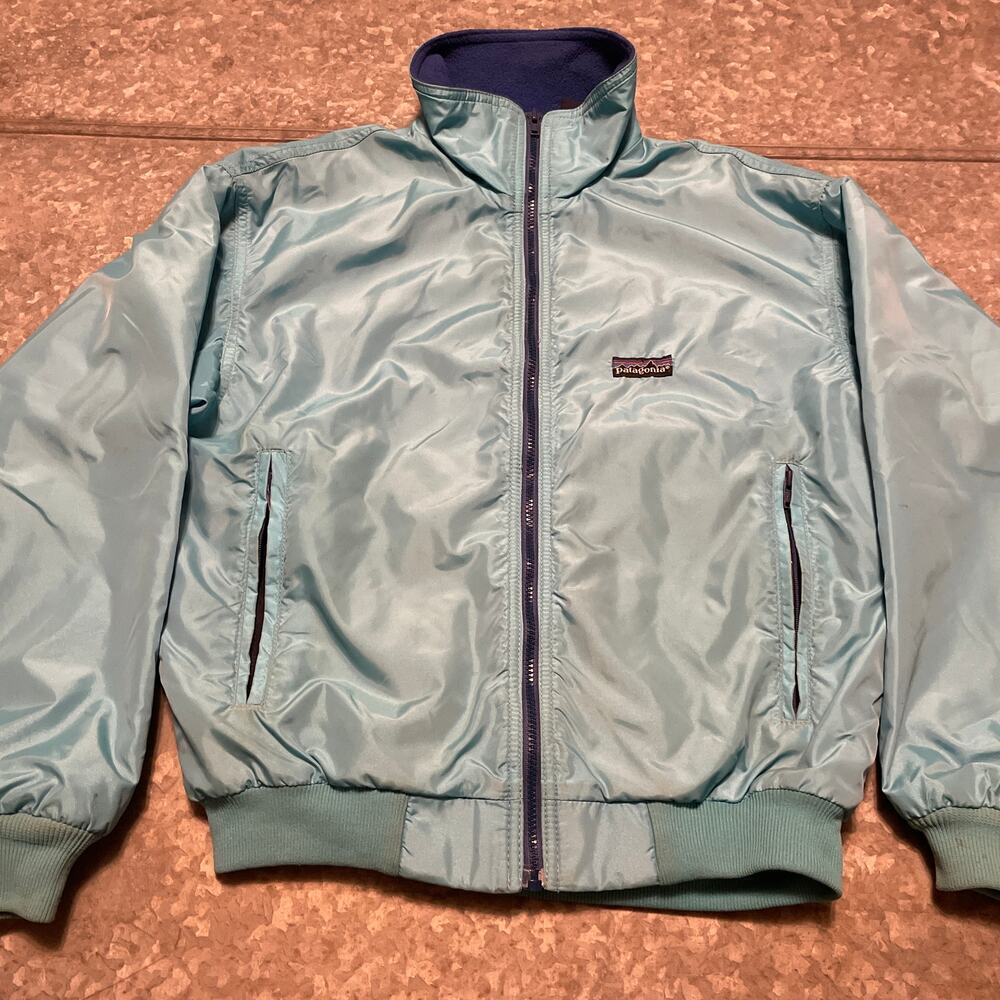 Vintage Patagonia USA Jacket Womens Small 8 Fleece Lined Bomber Teal Blue Retro